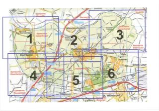 bestemmingsplan Buitengebied heeft meerdere plankaarten. Op deze plattegrond zijn er 6 aangegeven, zodat je op de juiste kaart naar je perceel kunt kijken.